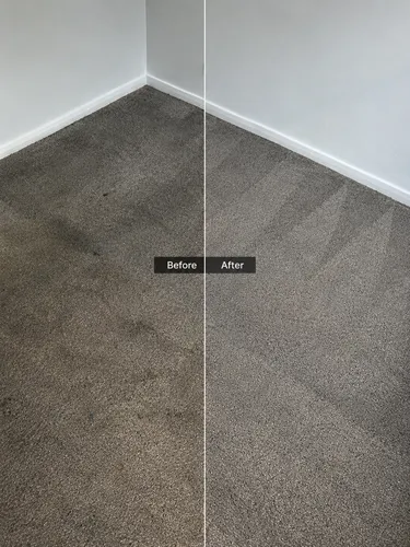 A room carpet before and after cleaning